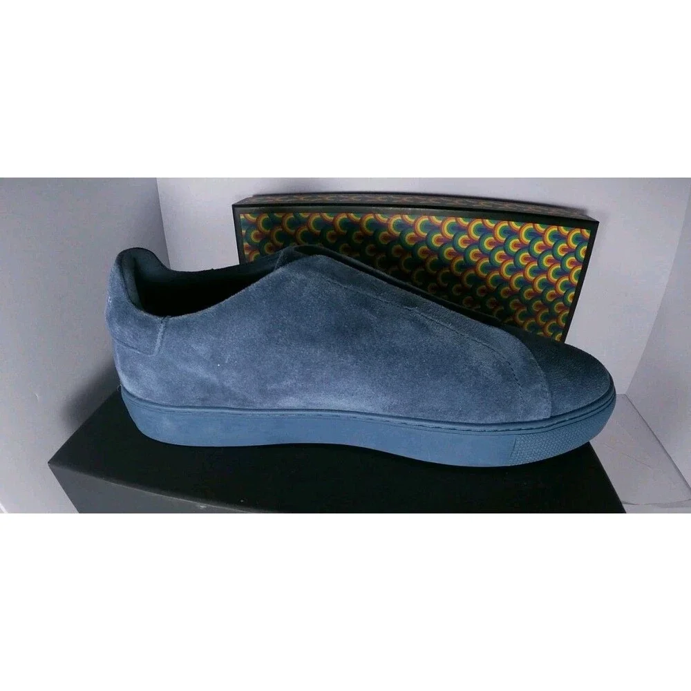 Kurt Geiger London Men's Lennon Slip on Blue Suede Sneakers Us 13 Used with box